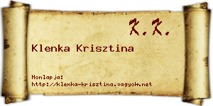 Klenka Krisztina névjegykártya